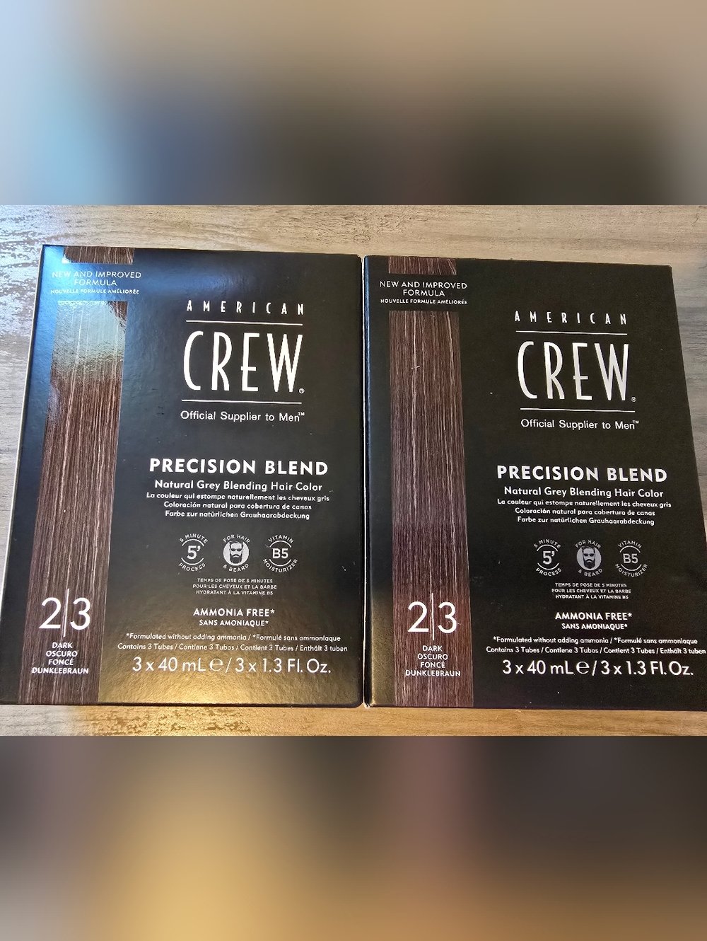 TWO American Crew Men's Temporary Hair Color Dye, Natural Gray Dark 2/3